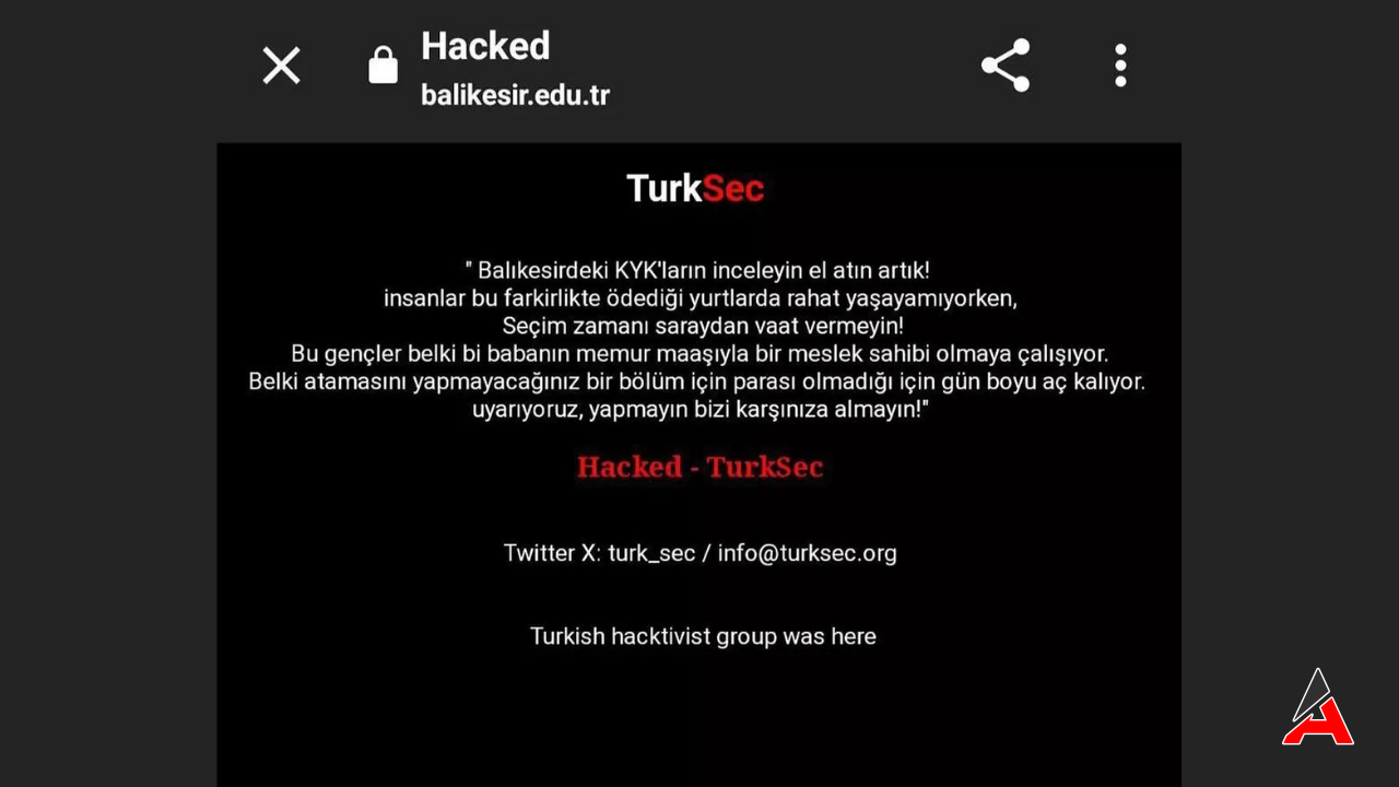 Balıkesir Üniversitesi Portalı Hacklendi: Hack Mesajı Hayrete Düşürdü!