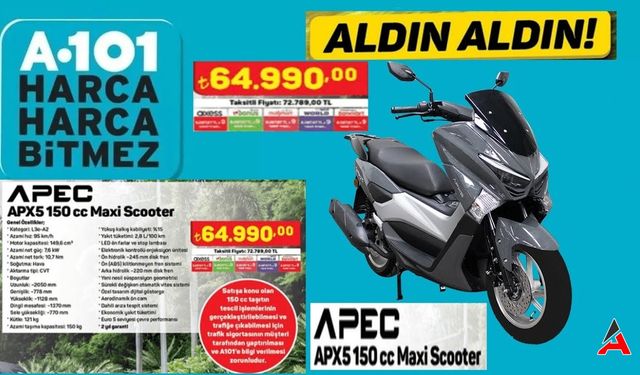 A101 Apec Apx5 150 cc Maxi Scooter Nardo Gri Kaç TL? Alınır Mı?