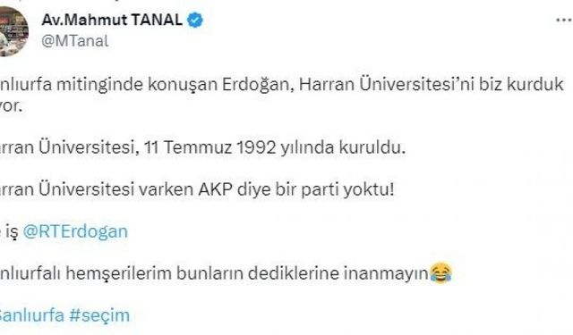 Erdoğan 'Harran Üniversitesi'ni Biz Yaptık' Dedi! CHP Tarih Vererek Tepki Gösterdi